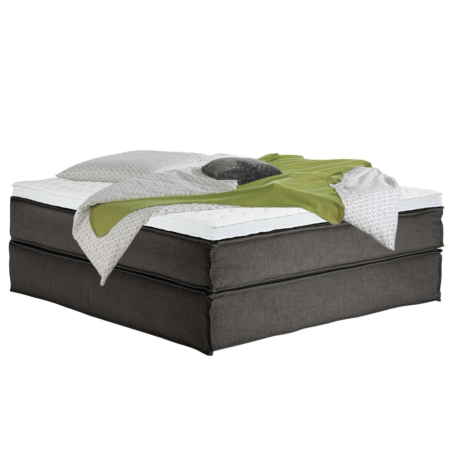 BOXSPRINGBETT 180/200 cm  in Anthrazit  - Anthrazit/Schwarz, Design, Textil (180/200cm) - home24