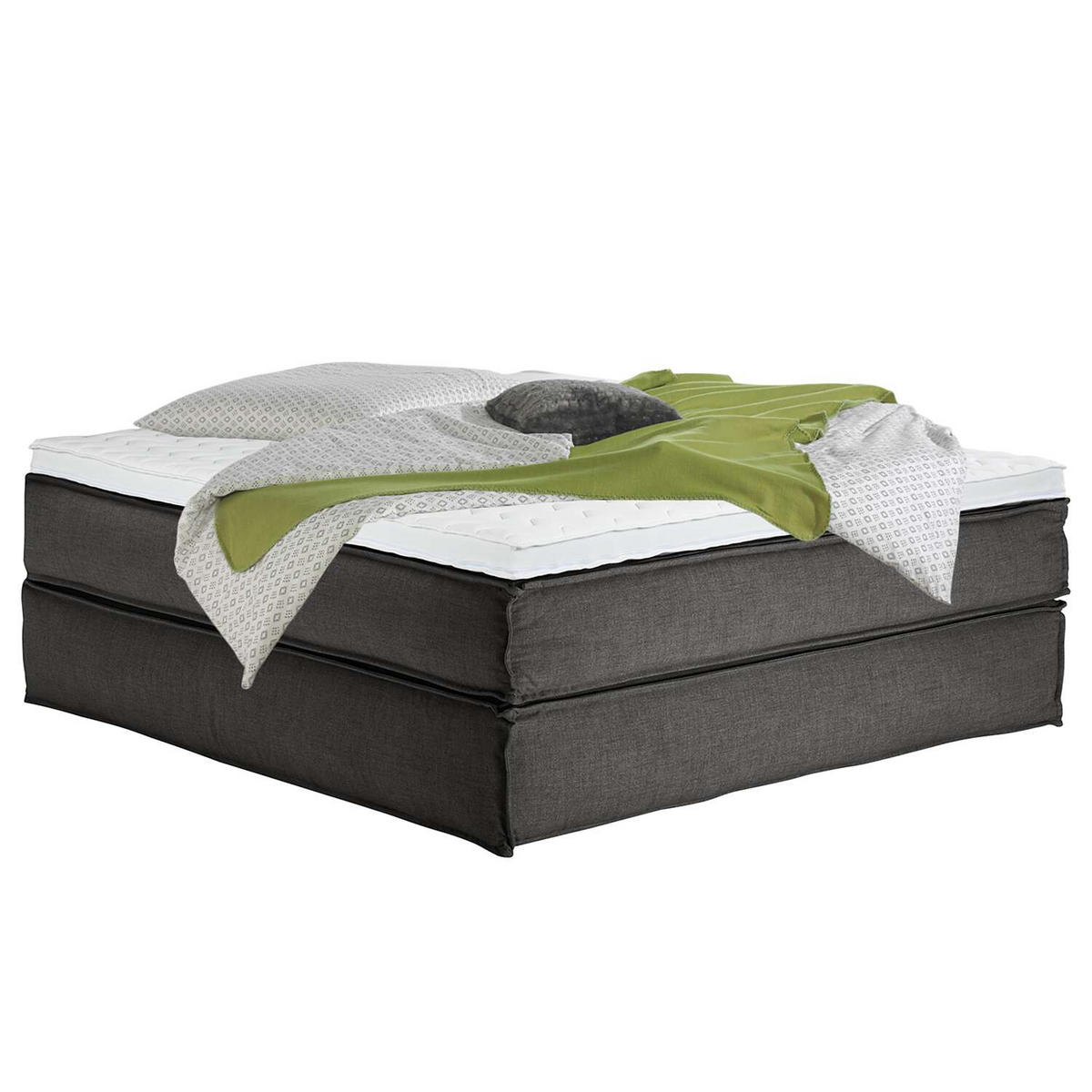 BOXSPRINGBETT 180/200 cm  in Anthrazit  - Anthrazit/Schwarz, Design, Textil (180/200cm) - home24