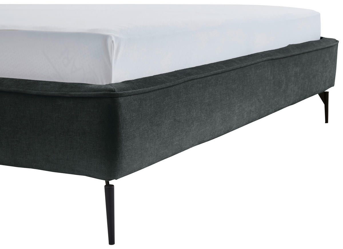 POLSTERBETT 200/200 cm  in Dunkelgrün  - Dunkelgrün/Schwarz, Modern, Textil/Metall (200/200cm) - Livetastic