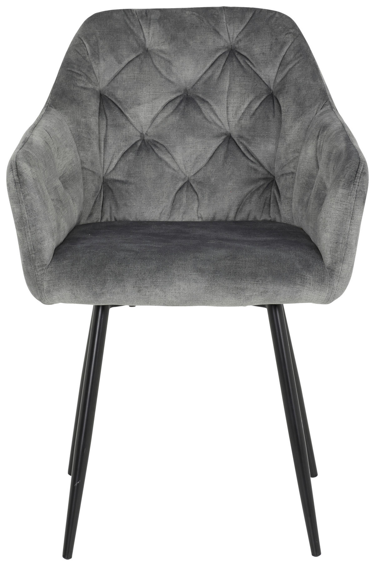 ARMLEHNSTUHL-SET 2 Stück  in Stahl Samt, Velours  - Schwarz/Grau, MODERN, Textil/Metall (56/81/62cm) - MID.YOU