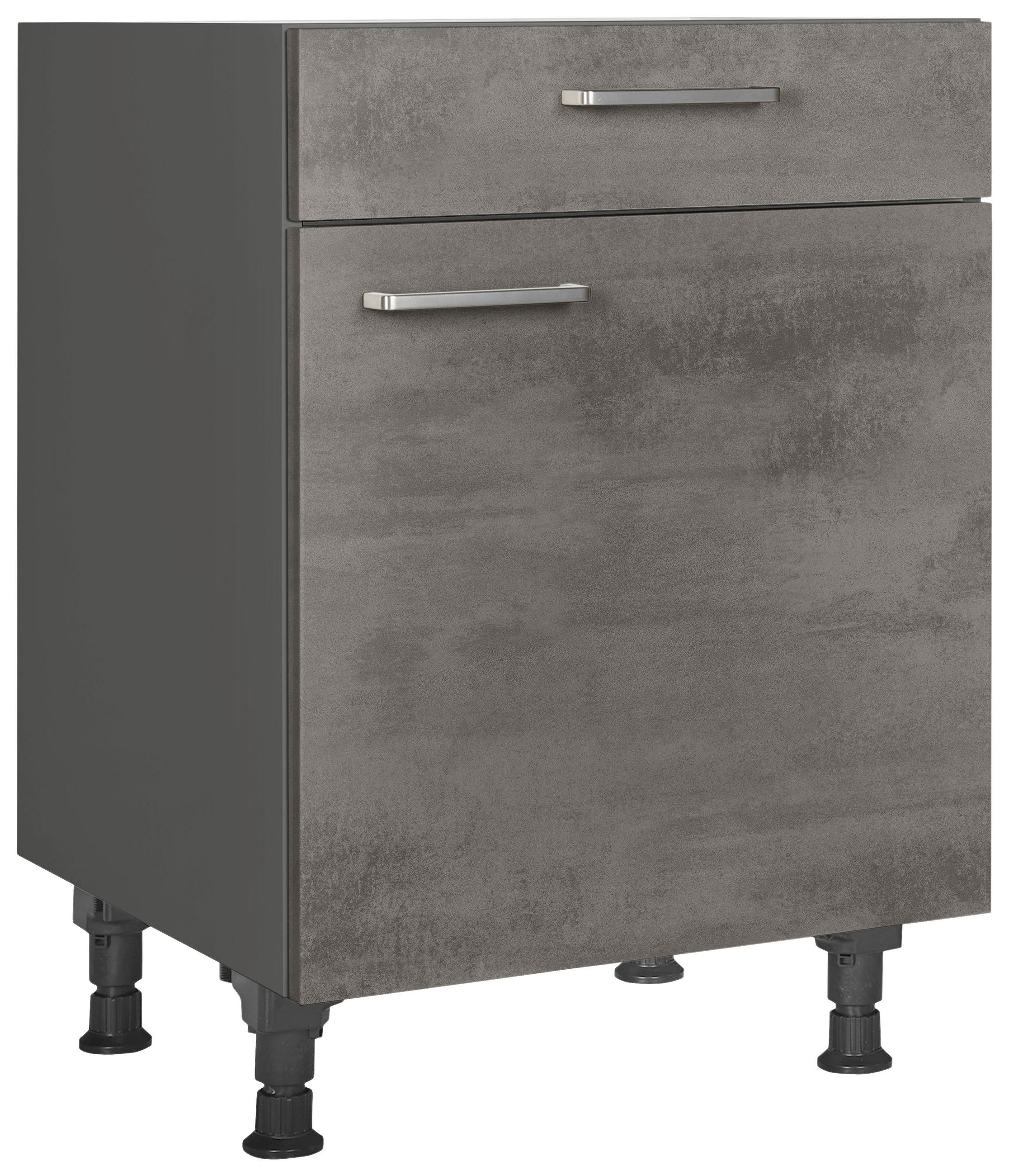 SCHUBKASTENUNTERSCHRANK 60/87/56 cm  in Schieferfarben  - Schieferfarben/Edelstahlfarben, MODERN, Holzwerkstoff/Metall (60/87/56cm) - Nobilia