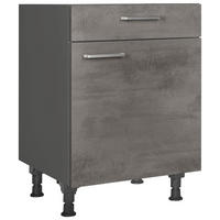 SCHUBKASTENUNTERSCHRANK 60/87/56 cm  in Schieferfarben  - Schieferfarben/Edelstahlfarben, MODERN, Holzwerkstoff/Metall (60/87/56cm) - Nobilia