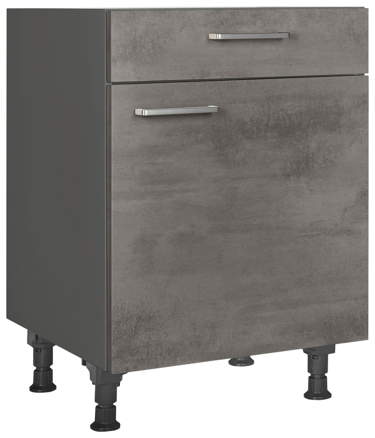 SCHUBKASTENUNTERSCHRANK 60/87/56 cm  in Schieferfarben  - Schieferfarben/Edelstahlfarben, MODERN, Holzwerkstoff/Metall (60/87/56cm) - Nobilia