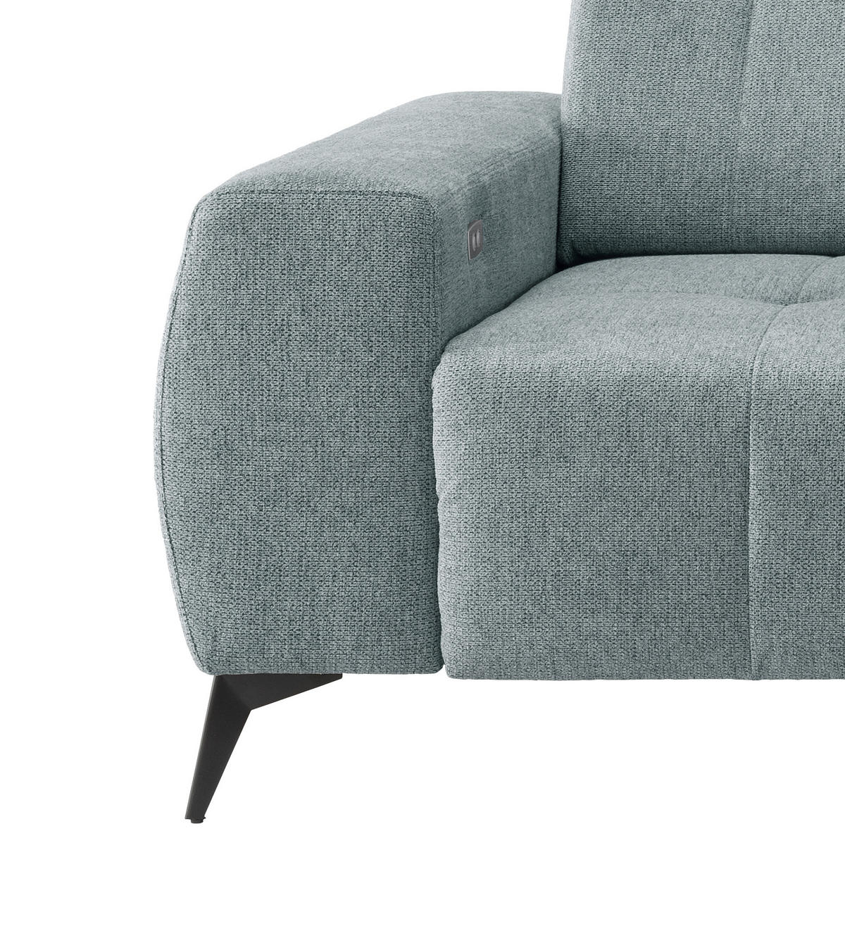 ECKSOFA in Chenille Mintgrün  - Schwarz/Mintgrün, Modern, Textil/Metall (258/180cm) - Livetastic