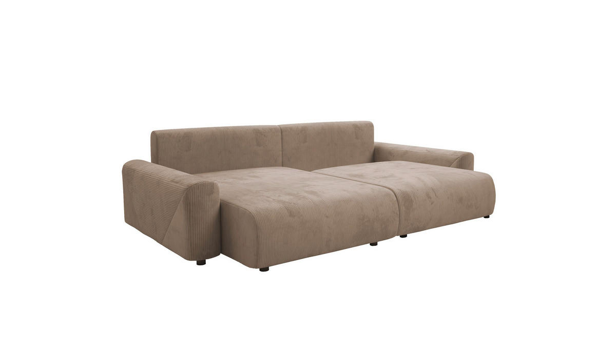 Ecksofa inkl. Funktion Braun Cord  - Schwarz/Braun, MODERN, Kunststoff/Textil (168/238cm) - Stylife