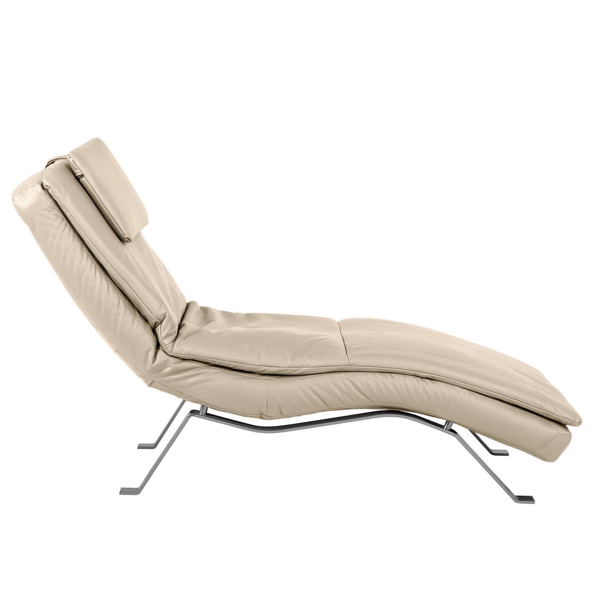 RELAXLIEGE in Echtleder Grau  - Silberfarben/Grau, Design, Leder/Metall (65/95/171cm) - Celina Home