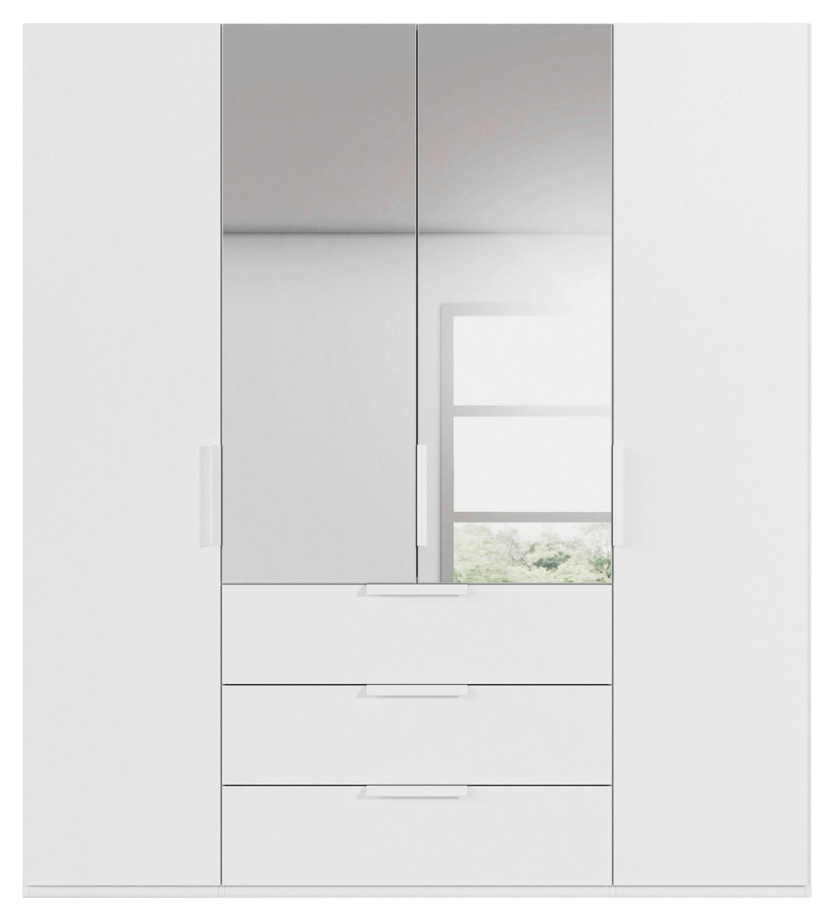 DREHTÜRENSCHRANK 201/223/61 cm,  in Weiß, 4-türig  - Weiß, Basics, Glas/Holzwerkstoff (201/223/61cm) - Novel
