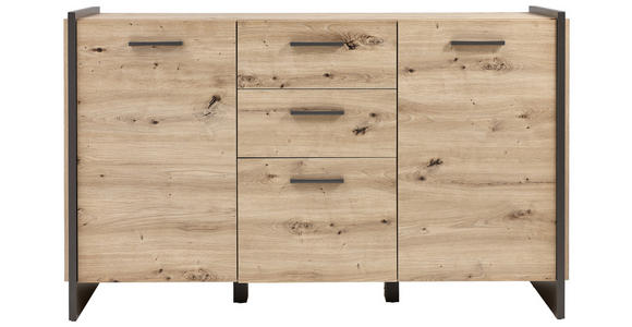 SIDEBOARD  - Eiche Artisan/Grau, Design, Holzwerkstoff/Kunststoff (141,8/86,1cm) - Hom`in