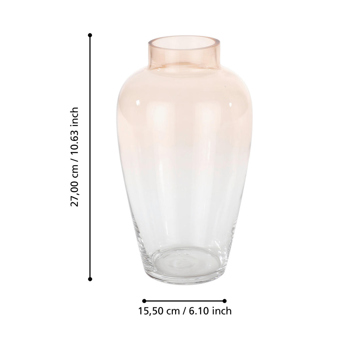 VASE  - Pink/Transparent, LIFESTYLE, Glas (15,5/27cm)