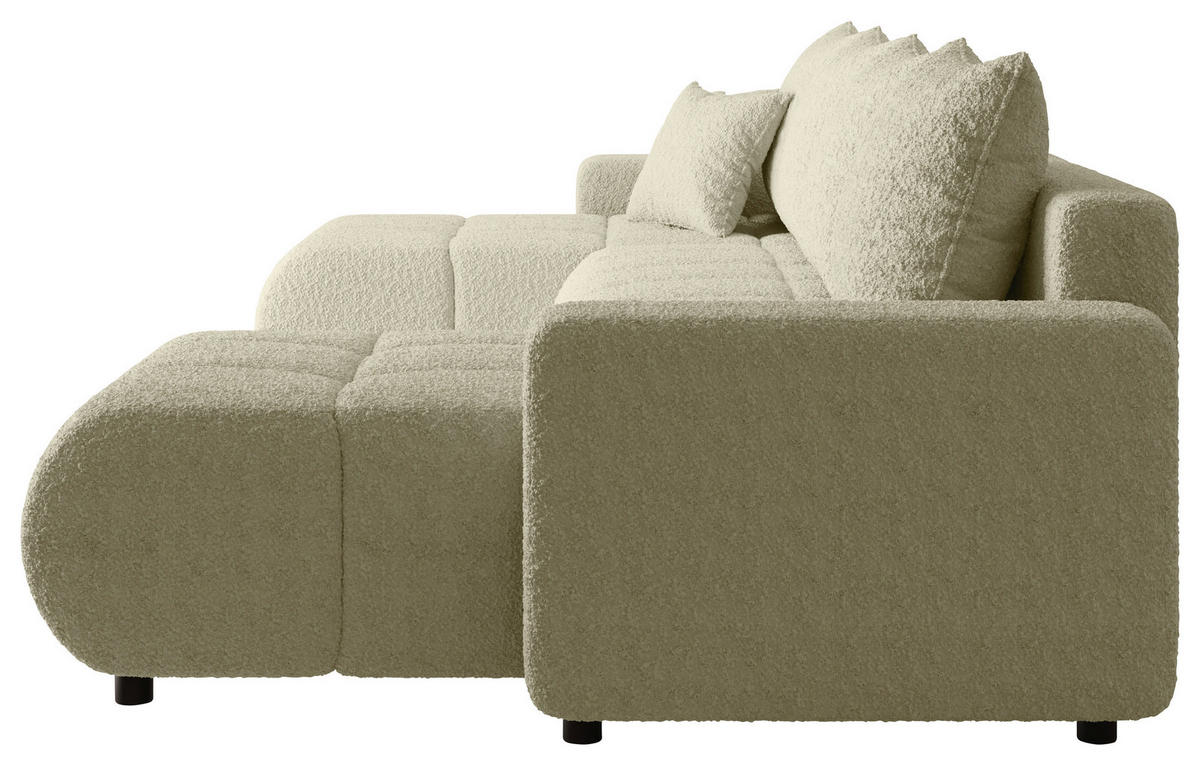 WOHNLANDSCHAFT Beige Bouclé  - Beige/Schwarz, MODERN, Kunststoff/Textil (150/312/150cm) - Carryhome