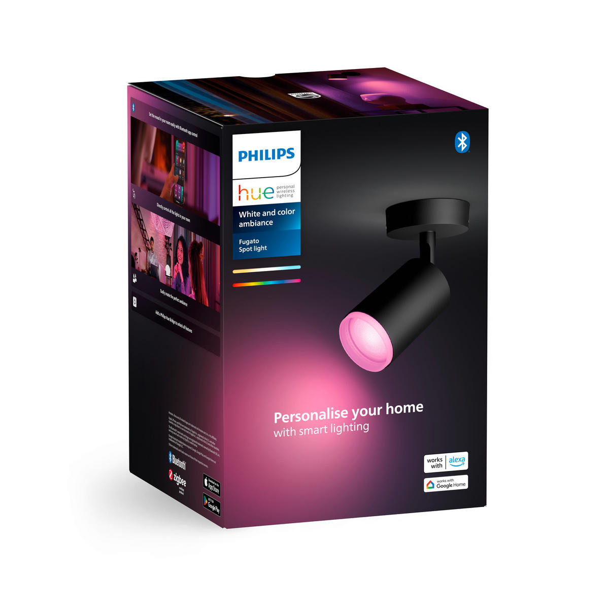 LED-SPOTKOPF Fugato 8,2/8,2/16,3 cm  - Schwarz, Design, Metall (8,2/8,2/16,3cm) - Philips HUE