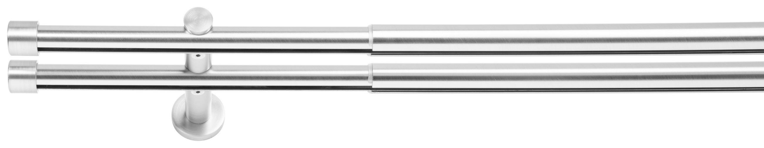 VORHANGSCHIENE - Grau Hochglanz, Basics, Metall (210/13,5/4,7cm) - Homeware