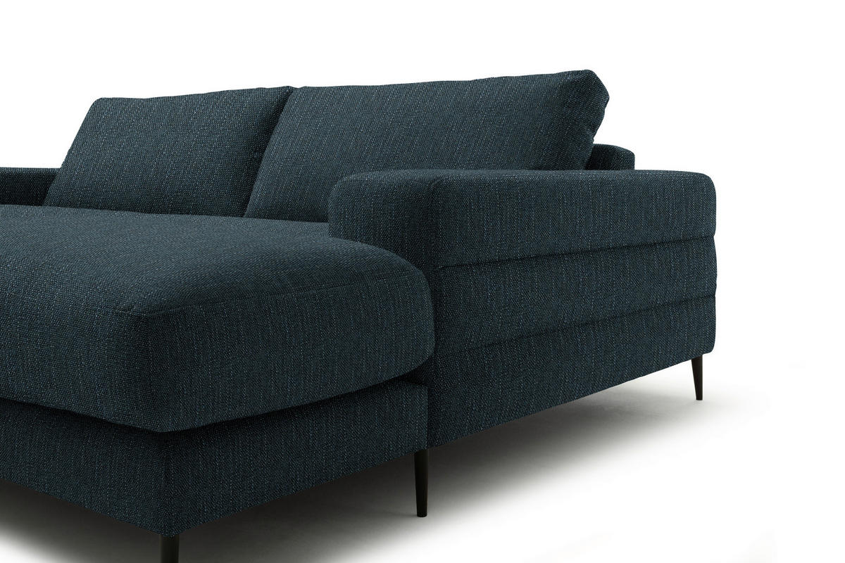 ECKSOFA in Flachgewebe Petrol  - Petrol/Schwarz, Design, Textil/Metall (253/177cm) - Dieter Knoll