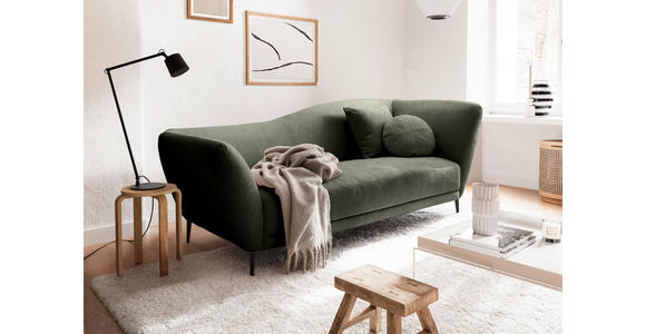 RÉCAMIERE Olivgrün Chenille Zierkissen, Rücken echt  - Schwarz/Olivgrün, KONVENTIONELL, Textil/Metall (224/70/97cm) - Hom`in