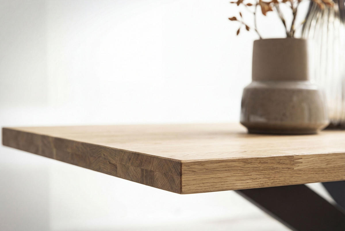 ESSTISCH Eichefarben, Schwarz rechteckig   - Eichefarben/Schwarz, Design, Holz/Metall (180/100/77cm) - Livetastic