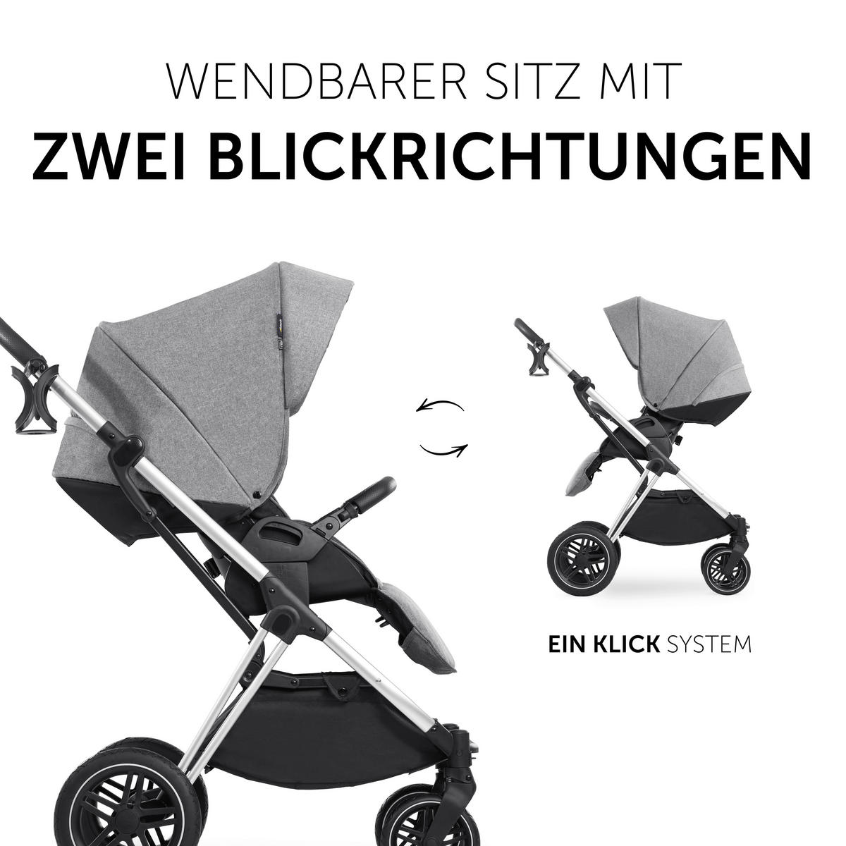 SET DJEČJIH KOLICA  Vision X  - siva/srebrne boje, Basics, tekstil/metal (58/104,5/94cm) - Hauck