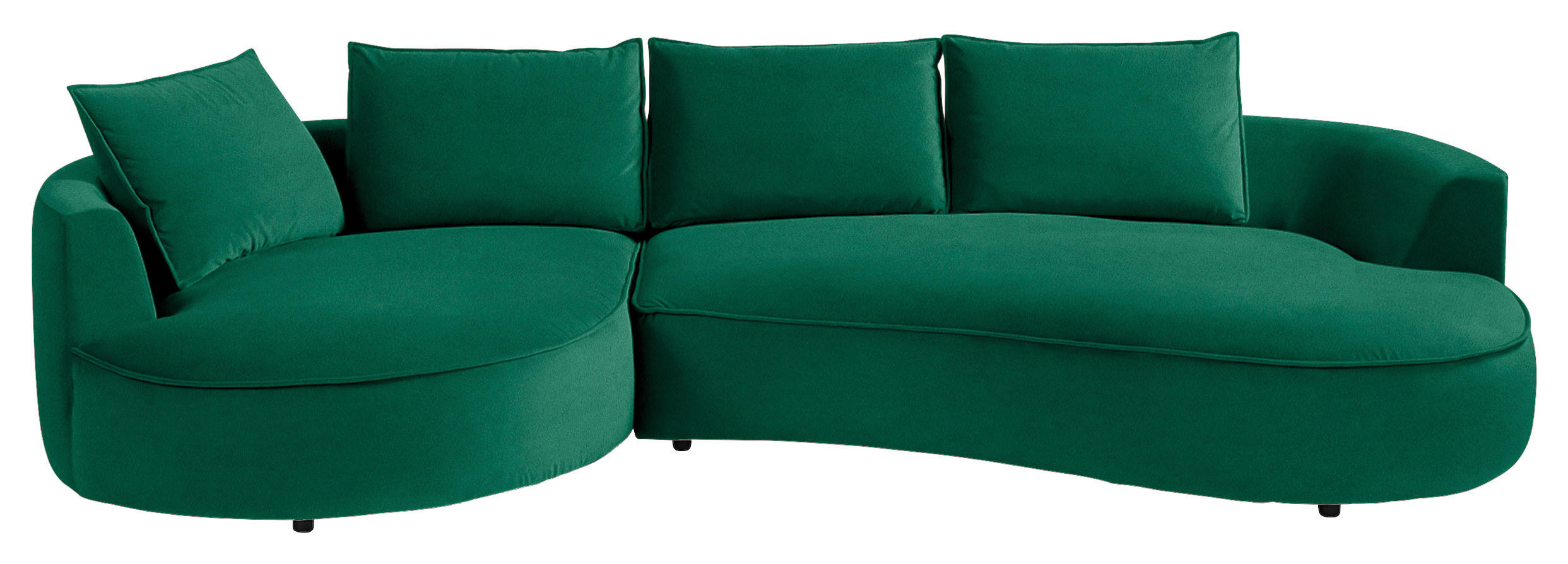BIGSOFA Samt Grün  - Schwarz/Grün, Design, Kunststoff/Textil (154/82/322cm) - home24