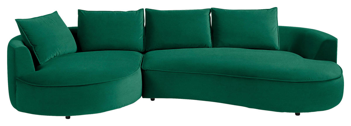 BIGSOFA in Samt Grün  - Schwarz/Grün, Design, Kunststoff/Textil (154/82/322cm) - home24