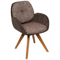 ARMLEHNSTUHL  in Webstoff  - Eichefarben/Braun, Design, Holz/Textil (59/90/64cm) - Linea Natura
