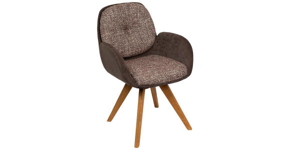 ARMLEHNSTUHL  in Webstoff  - Eichefarben/Braun, Design, Holz/Textil (59/90/64cm) - Linea Natura
