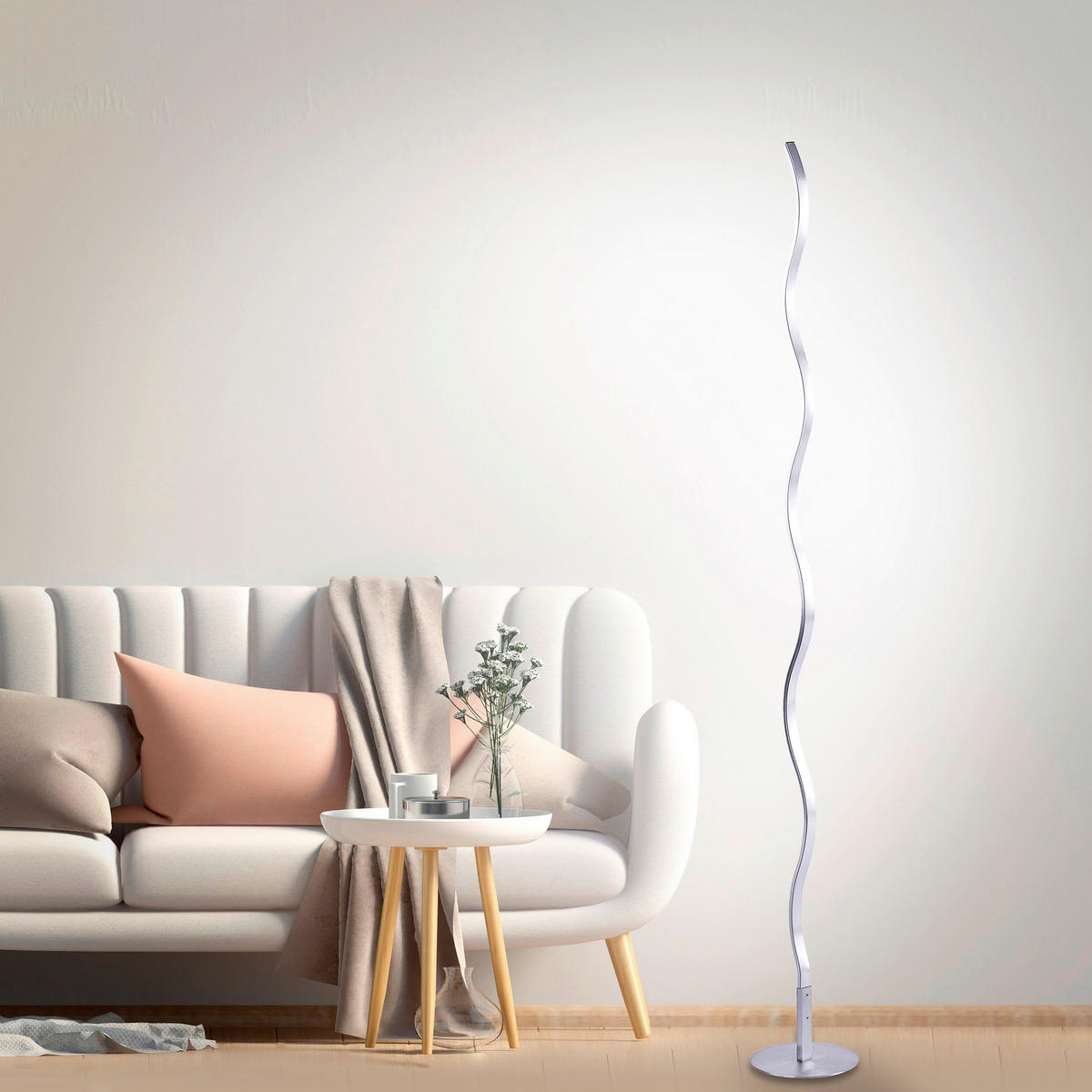 LED-STEHLEUCHTE Wave 14/14/120 cm   - Silberfarben, Design, Metall (14/14/120cm)