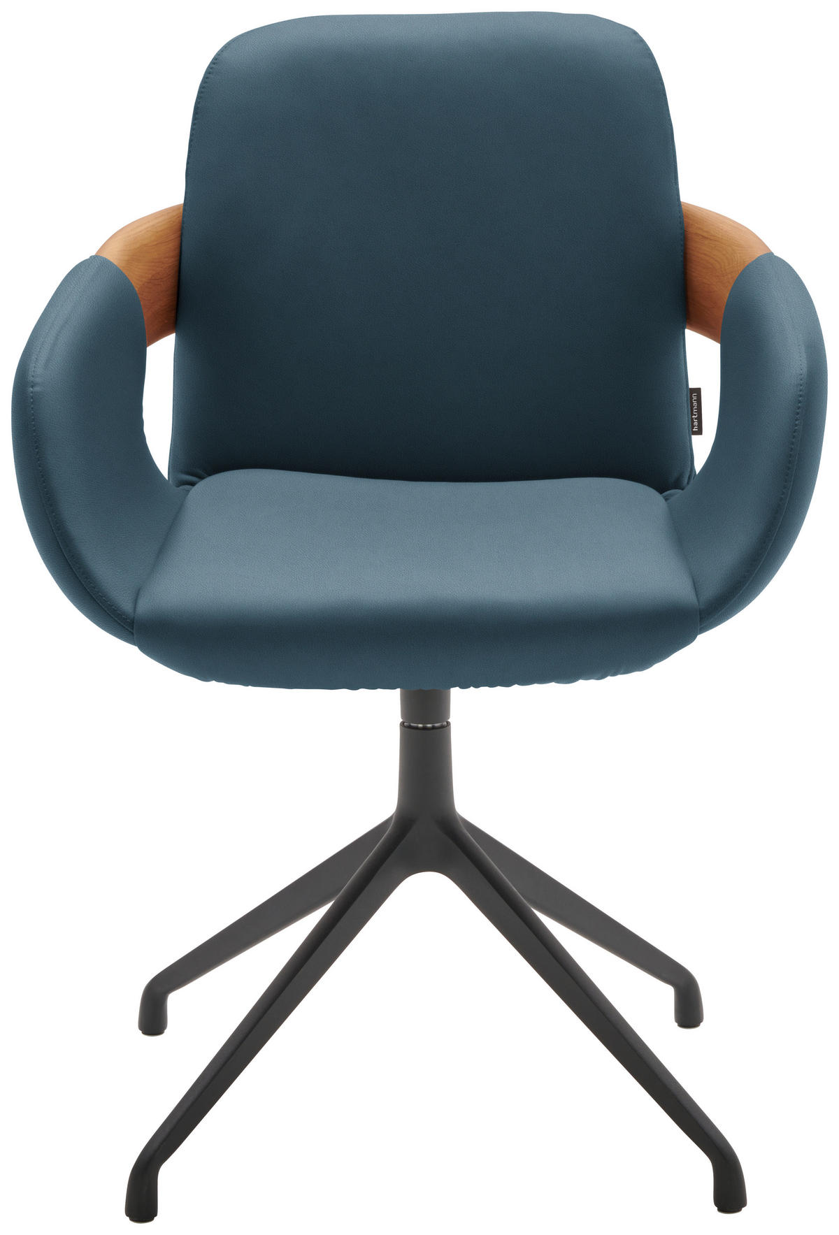 ARMLEHNSTUHL  Lederauswahl, Stoffauswahl, Typenauswahl, Sitzfläche 360° drehbar  Echtleder  - Blau/Eichefarben, Natur, Leder/Holz (60/86/60cm) - Valnatura