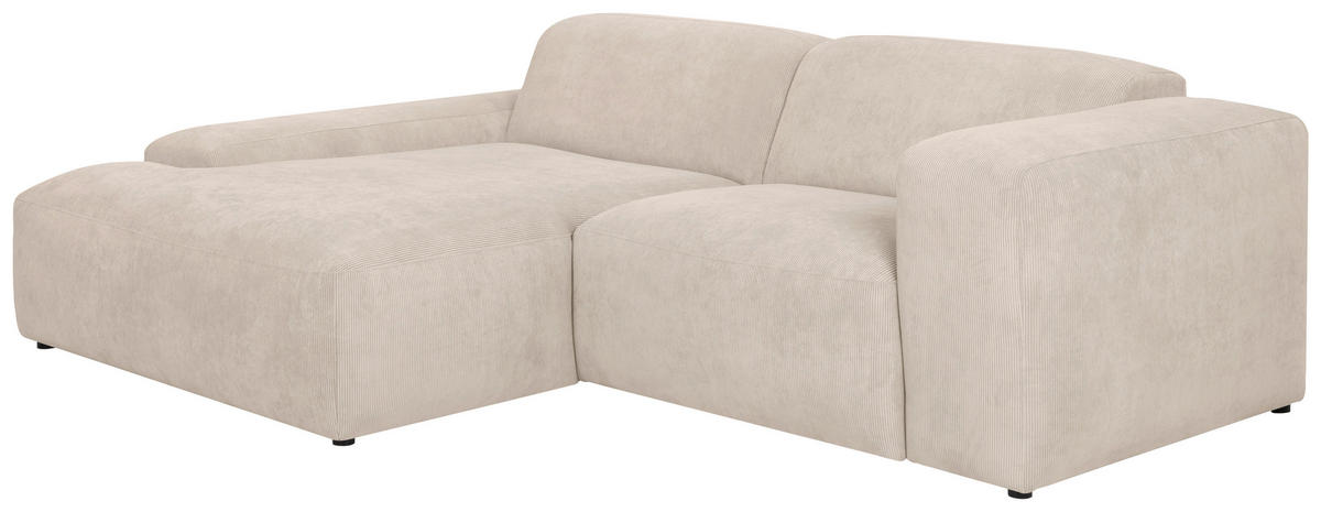 ECKSOFA HANNAH Beige Cord  - Beige/Schwarz, Design, Kunststoff/Textil (170/252cm) - MID.YOU