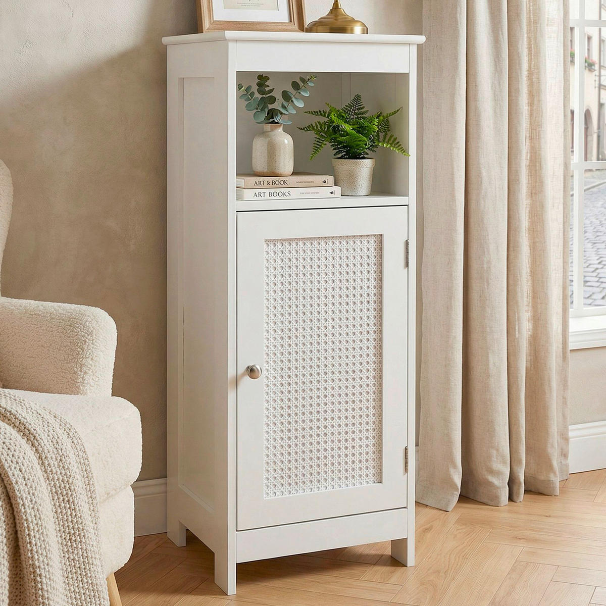 REGAL Weiß  - Silberfarben/Weiß, Design, Holzwerkstoff/Metall (30/80/28cm) - Livetastic