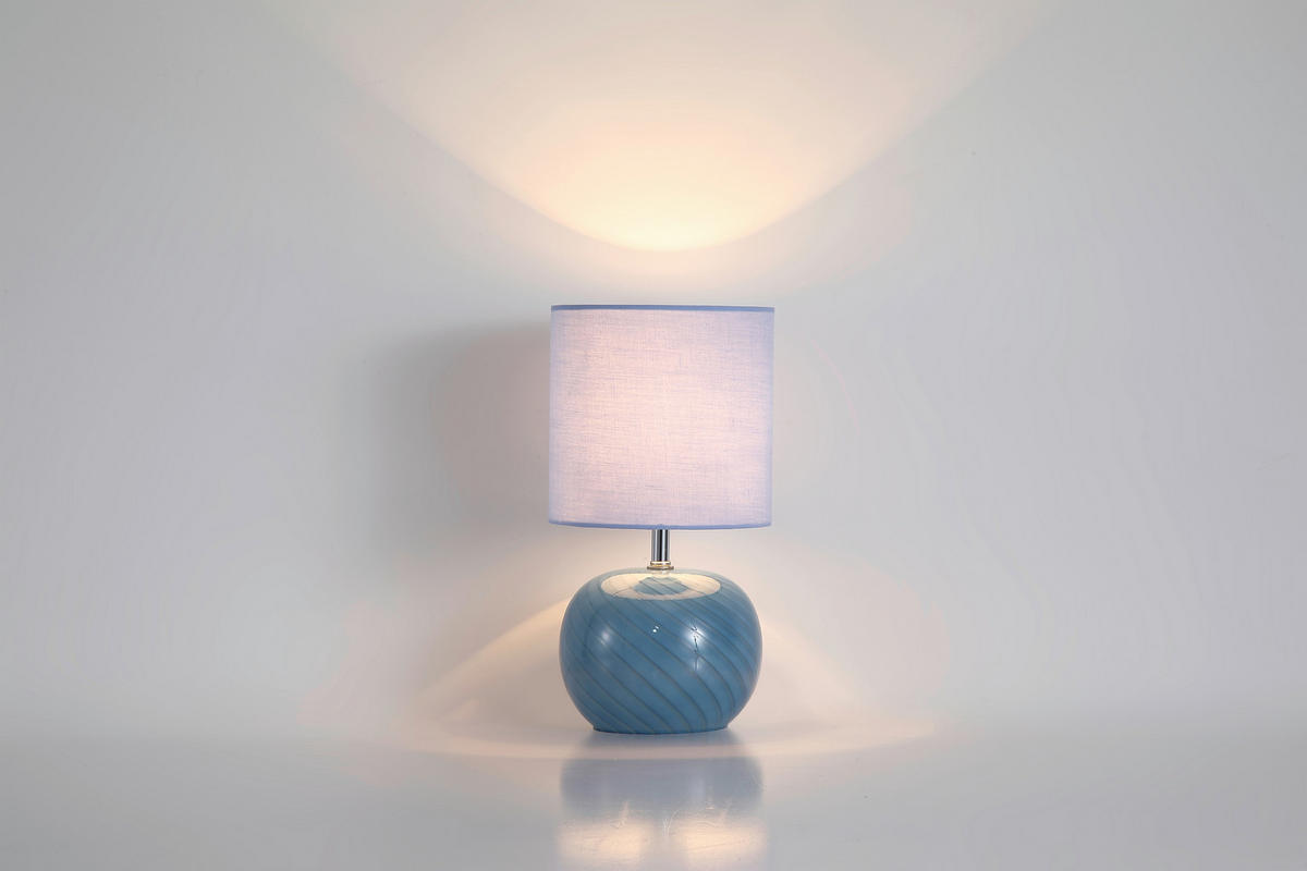 TISCHLEUCHTE Fete 16/30,5 cm  - Blau/Chromfarben, Design, Glas/Textil (16/30,5cm)