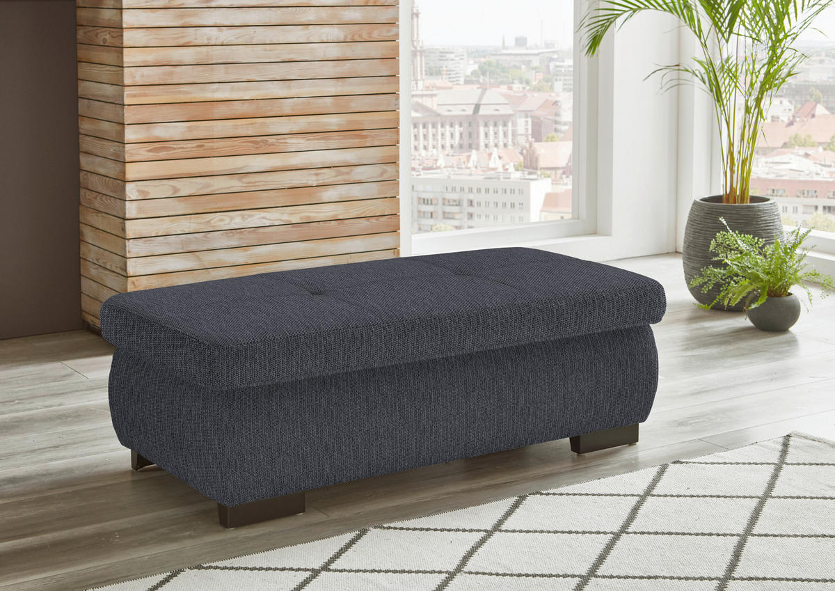 ECKSOFA in Flachgewebe Anthrazit  - Anthrazit/Schwarz, Design, Textil/Metall (174/297cm) - Beldomo Style