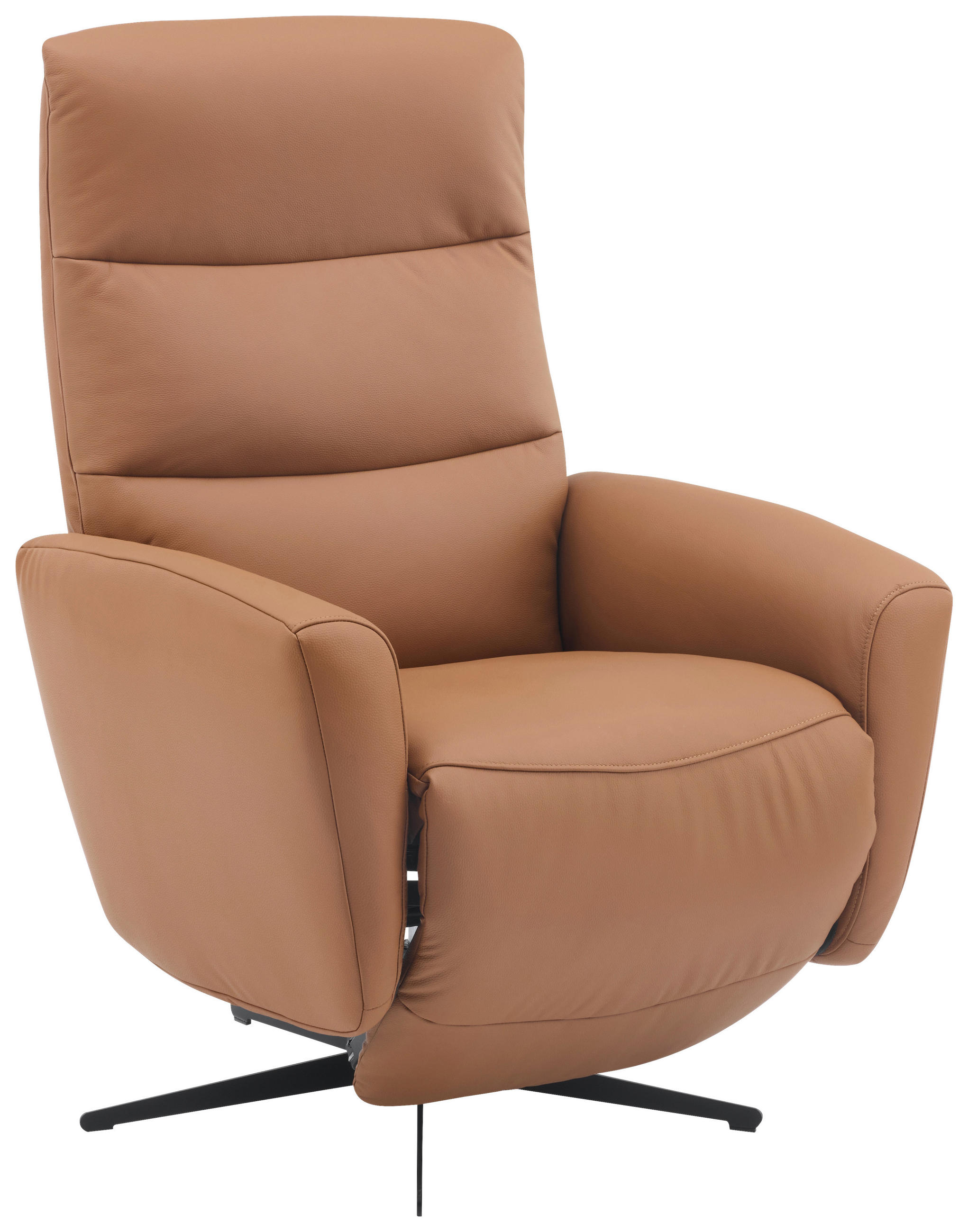 RELAXSESSEL Lederlook Echtleder Fußteilverstellung    - Schwarz/Braun, Design, Leder/Textil (76/112/80cm) - Livetastic