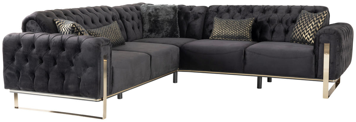 SAROKKANAPÉ textil fekete  - fekete/aranyszínű, Design, textil (260/260cm) - Livetastic