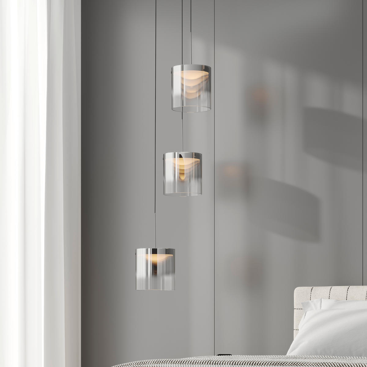 ZÁVESNÉ LED SVIETIDLO, 40/180 cm  - čierna, Design, kov/sklo (40/180cm) - Dieter Knoll