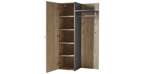 GARDEROBE - Eichefarben/Graphitfarben, Design, Glas/Holzwerkstoff (157/202/45cm) - Voleo