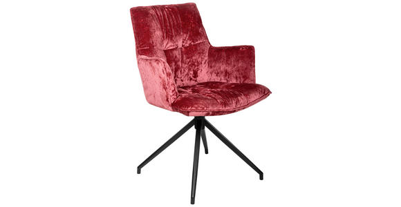 ARMLEHNSTUHL  Stoffauswahl, Sitzfläche 360° drehbar, automatische Rückholfunktion Samt  - Beere/Schwarz, Design, Textil/Metall (59/89,5/63cm) - Novel