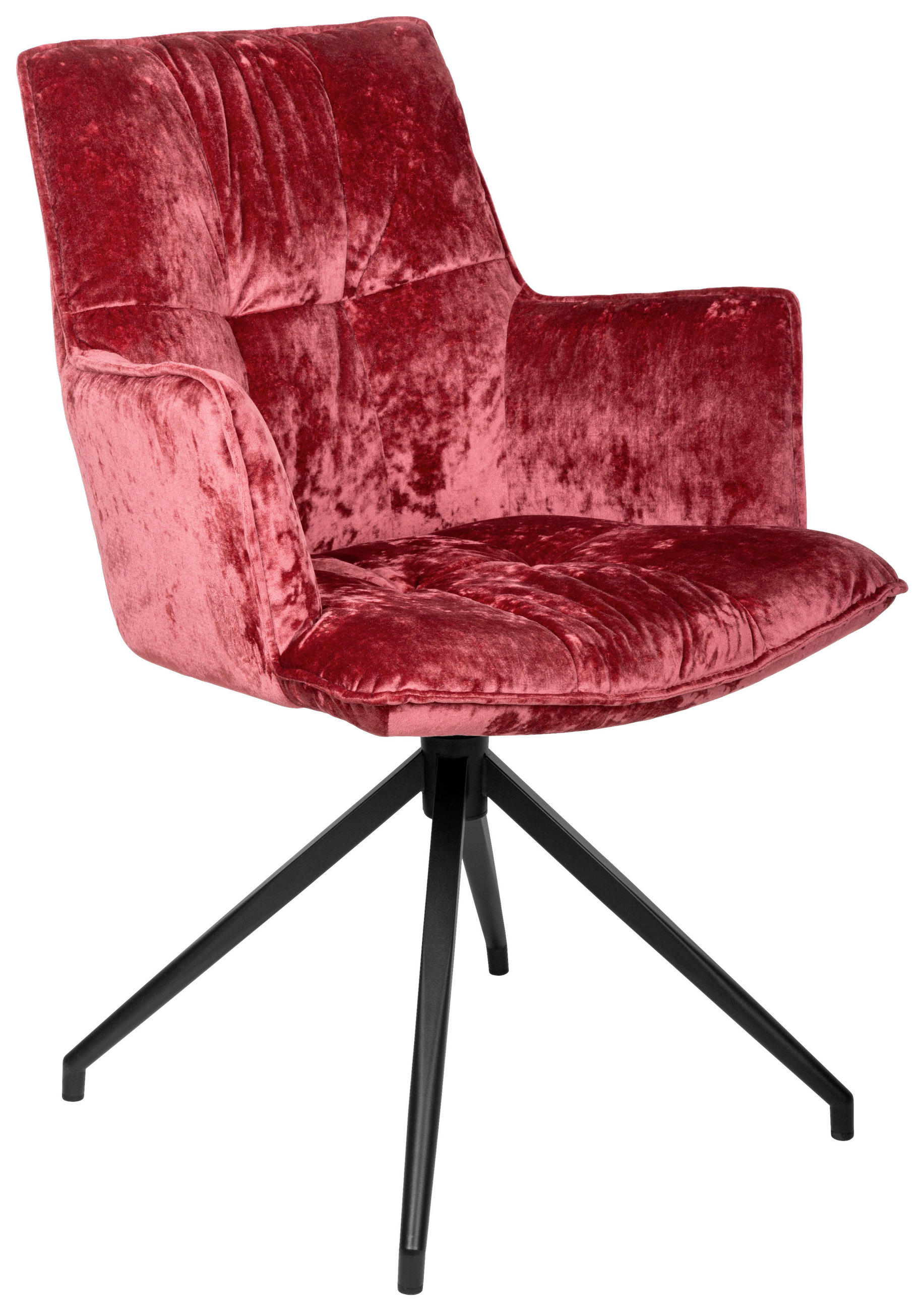 Scaun Cu Brațe din metal, textil, negru, culoare fructe de pădure