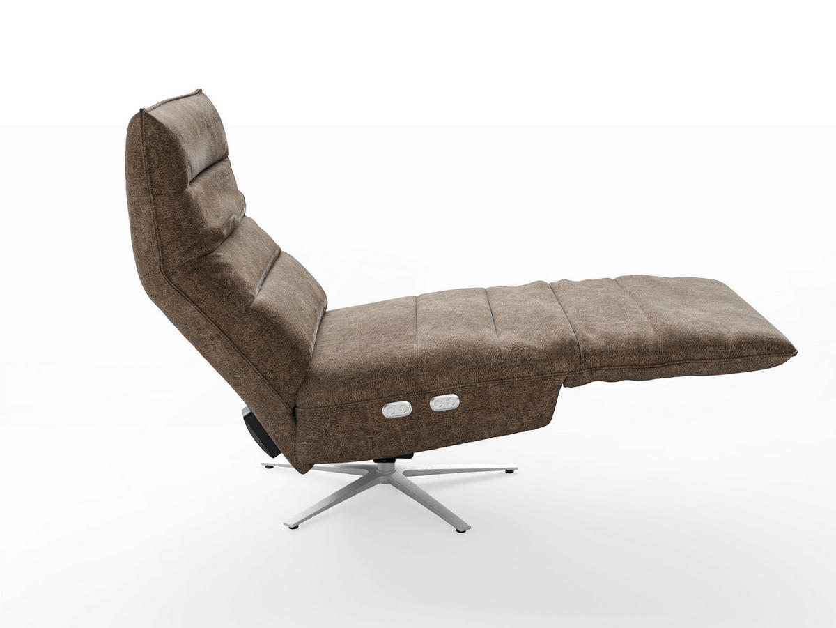 RELAXAČNÍ KŘESLO, textil, hnědá - barvy stříbra/hnědá, Basics, kov/textil (80/109/98cm) - Sit & More