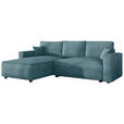 ECKSOFA Türkis Cord Zierkissen, Rückenkissen, Bettkasten, Schlaffunktion, Rücken echt, Liegefläche im Originalstoff  - Türkis/Schwarz, MODERN, Kunststoff/Textil (190/280cm) - Carryhome