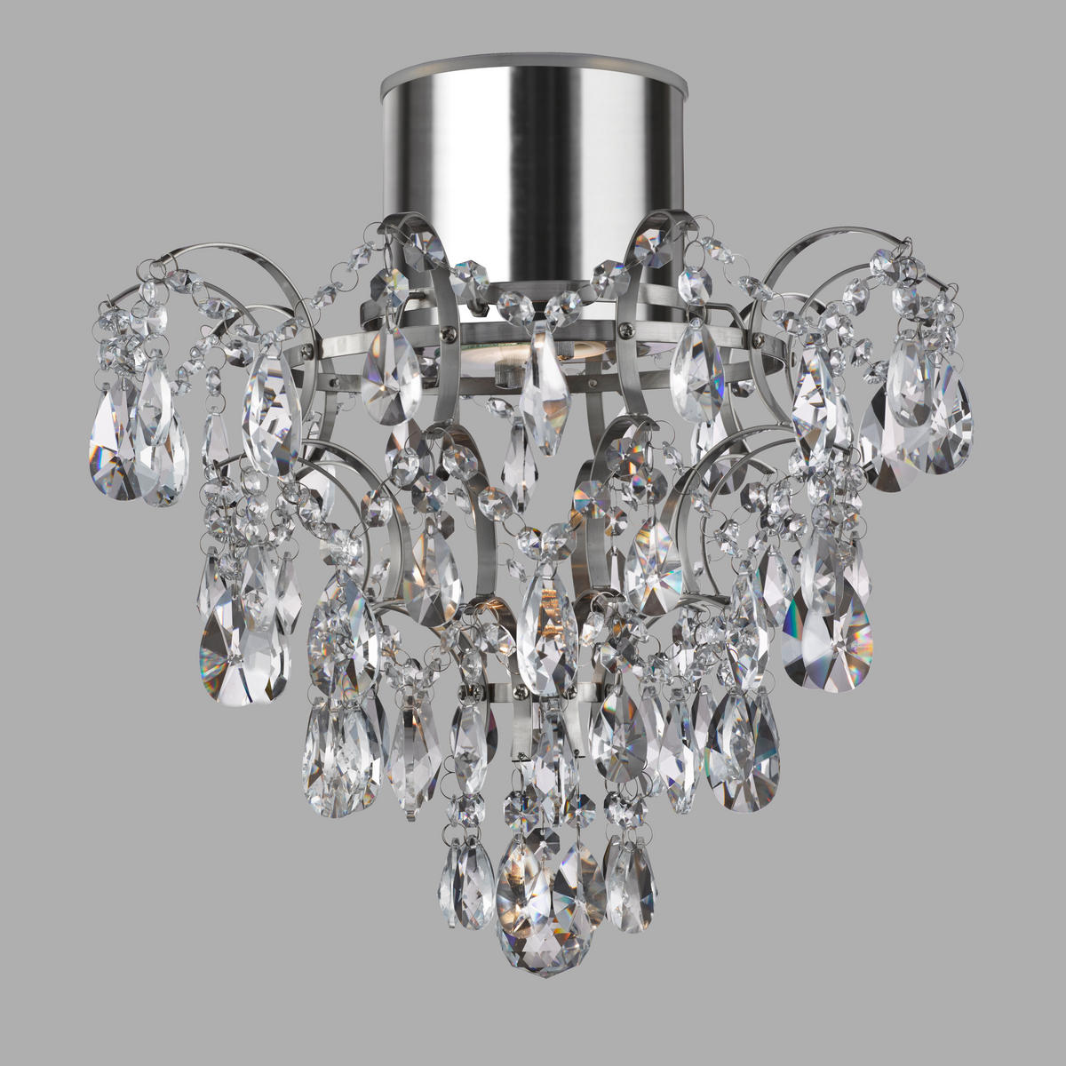 KRONLEUCHTER 36/38/36 cm   - Chromfarben, KONVENTIONELL, Glas/Metall (36/38/36cm)