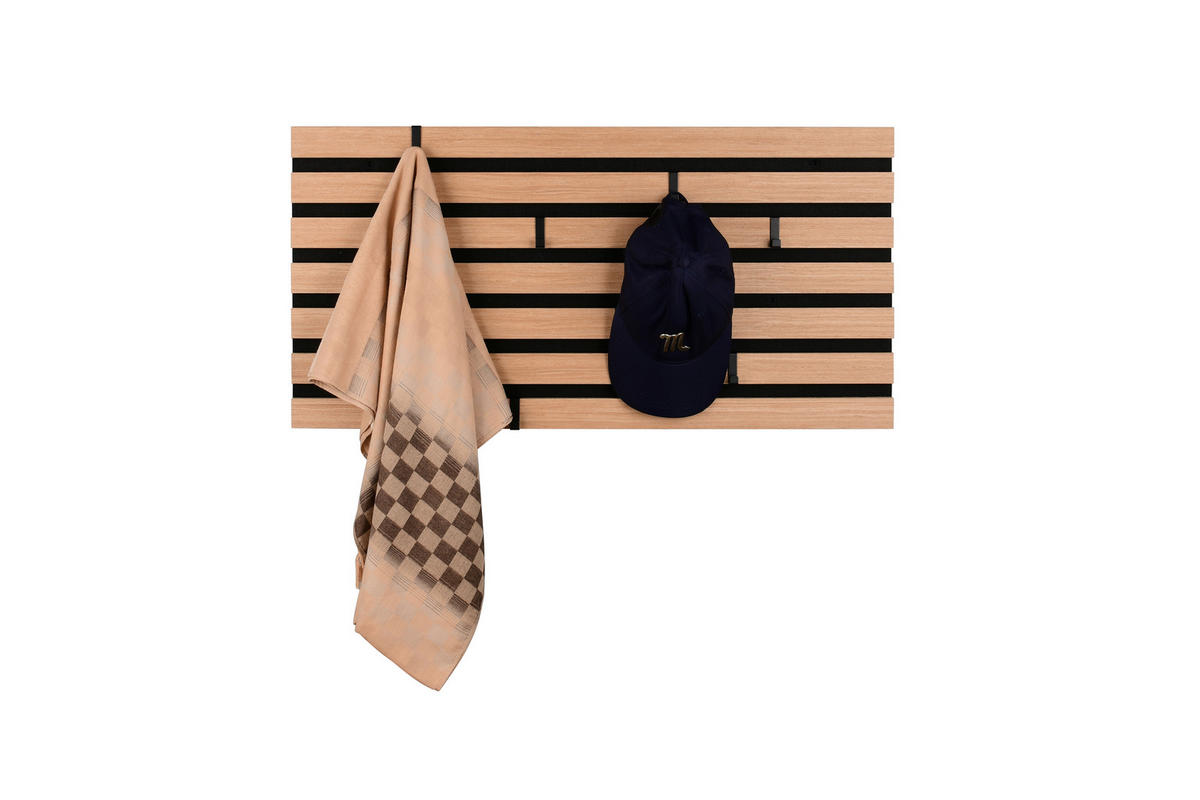 WANDGARDEROBE  in furniert Schwarz, Eiche Artisan  - Schwarz/Eiche Artisan, MODERN, Holzwerkstoff/Textil (80/40/2,1cm) - Milino
