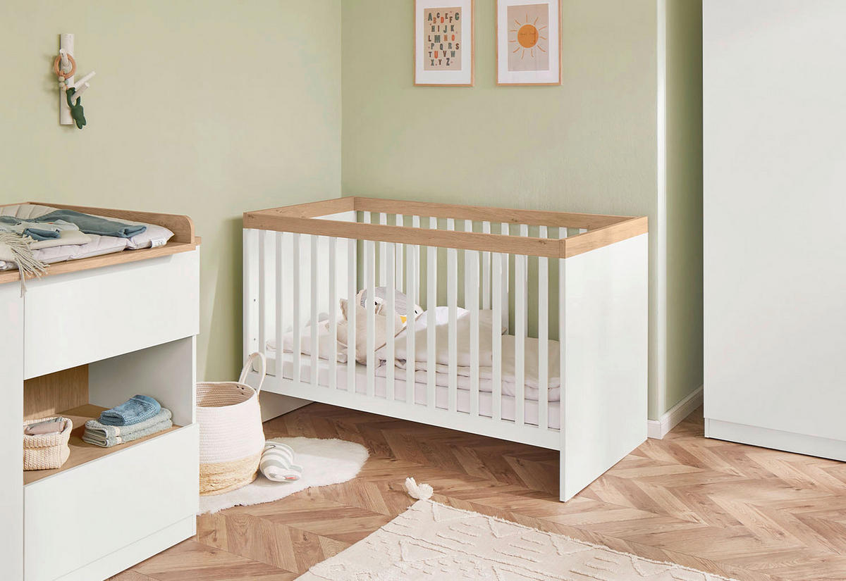 GITTERBETT Linje 144 cm/75 cm/88 cm cm  - Weiß/Naturfarben, Basics, Holz (144 cm/75 cm/88 cmcm) - Pinolino