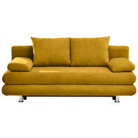 SCHLAFSOFA Mikrofaser Senfgelb Querschläfer  inkl. Rückenkissen, Armlehnenkissen, Bettkasten, Schlaffunktion  - Chromfarben/Senfgelb, Design, Kunststoff/Textil (196/74/90cm) - Carryhome