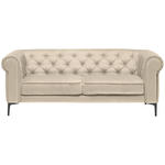 CHESTERFIELD-SOFA in Samt Beige  - Beige/Schwarz, Trend, Textil/Metall (195/75/90cm) - Carryhome