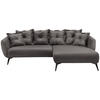 ECKSOFA  in Lederlook Anthrazit  277/162 cm  - Anthrazit/Schwarz, MODERN, Textil/Metall (277/162cm) - Livetastic