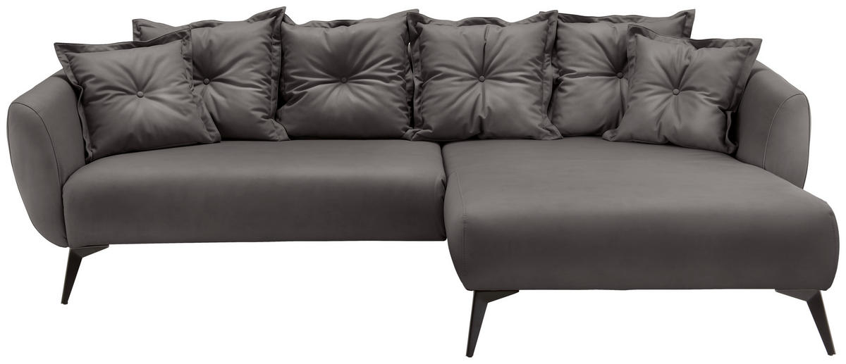 ECKSOFA Anthrazit Lederlook  - Anthrazit/Schwarz, MODERN, Textil/Metall (277/162cm) - Livetastic