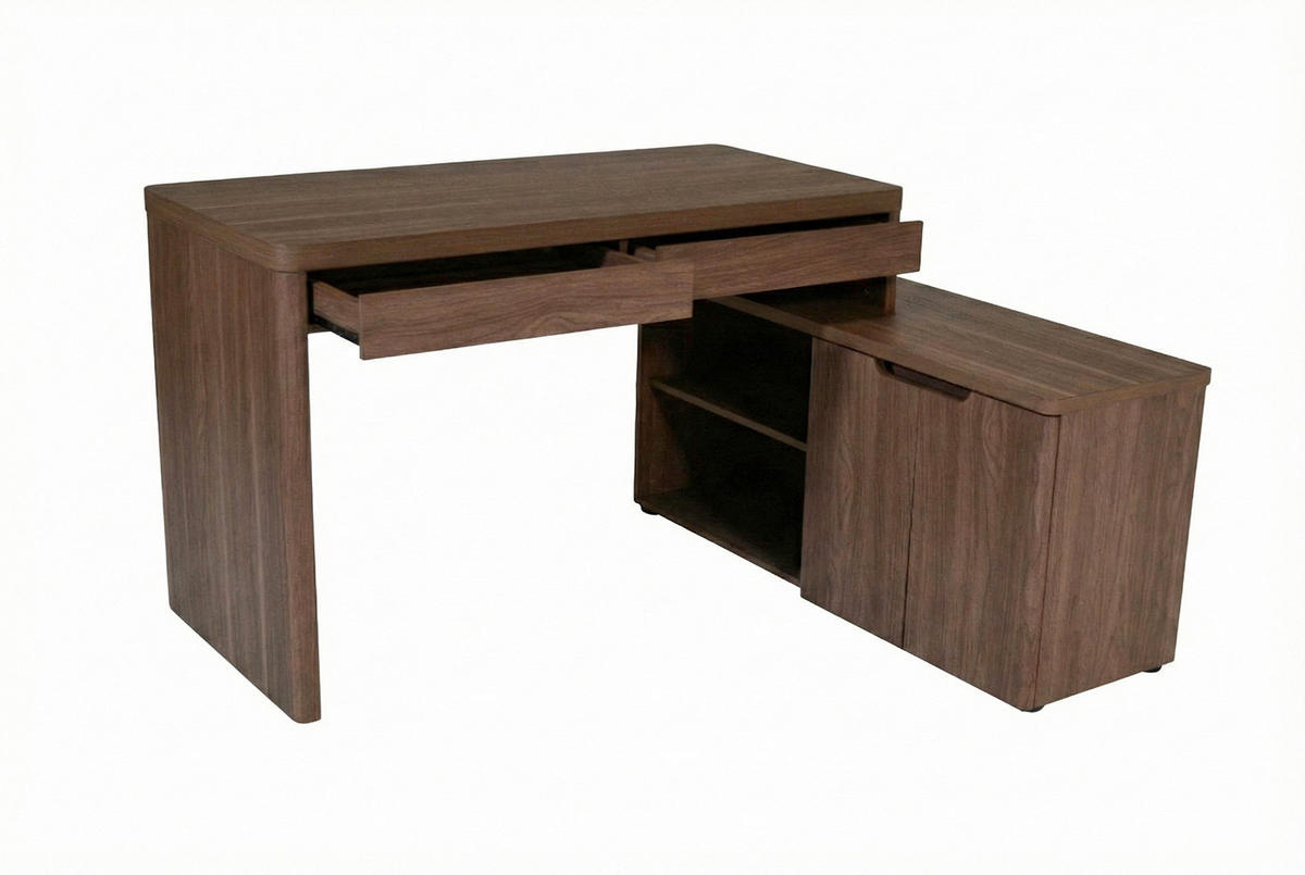 ECKSCHREIBTISCH 140/118/76 cm Walnussfarben Kabeldurchlass, Stauraum, seitenverkehrt montierbar, in verschiedenen Holz-Dekoren erhältlich  - Eichefarben/Walnussfarben, MODERN, Holzwerkstoff (140/118/76cm) - MID.YOU