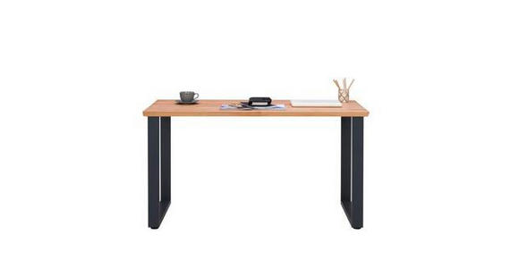 SCHREIBTISCH 140/65/75 cm  in Buchefarben  - Anthrazit/Buchefarben, Natur, Holz/Metall (140/65/75cm) - Linea Natura