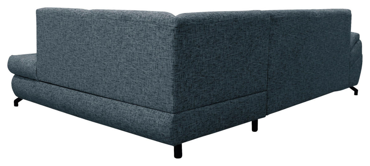 ECKSOFA Blau Struktur, Plüsch  - Blau/Schwarz, Design, Textil/Metall (274/201cm) - MID.YOU