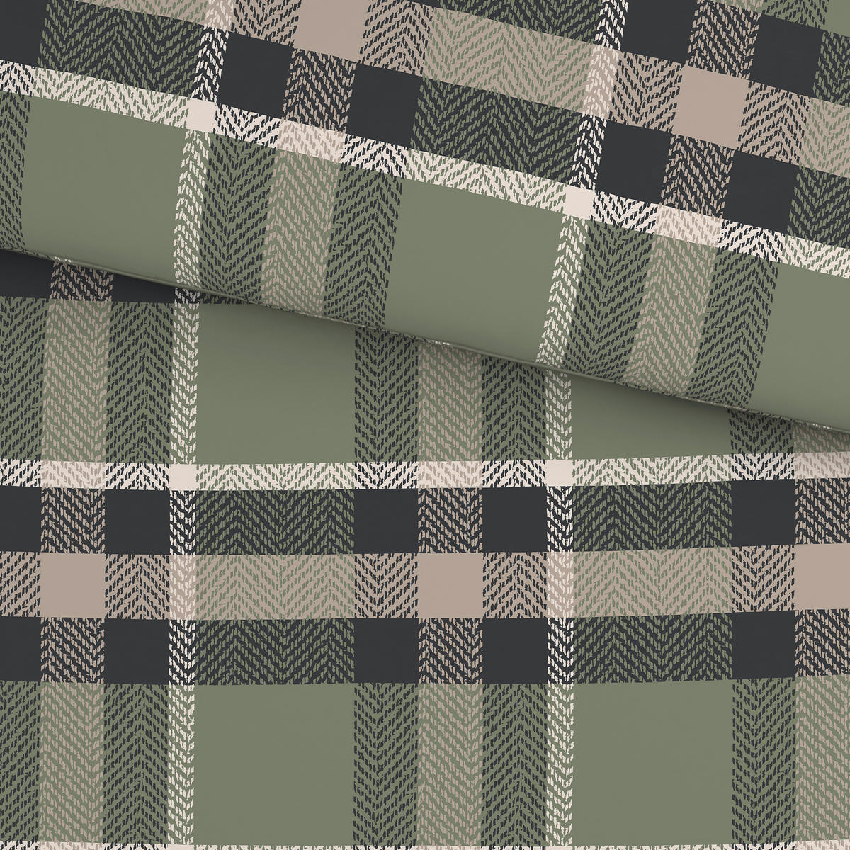 BETTWÄSCHE 2-teilig Flanell 135/200 cm  - Anthrazit/Grün, Textil (135/200cm) - Novel