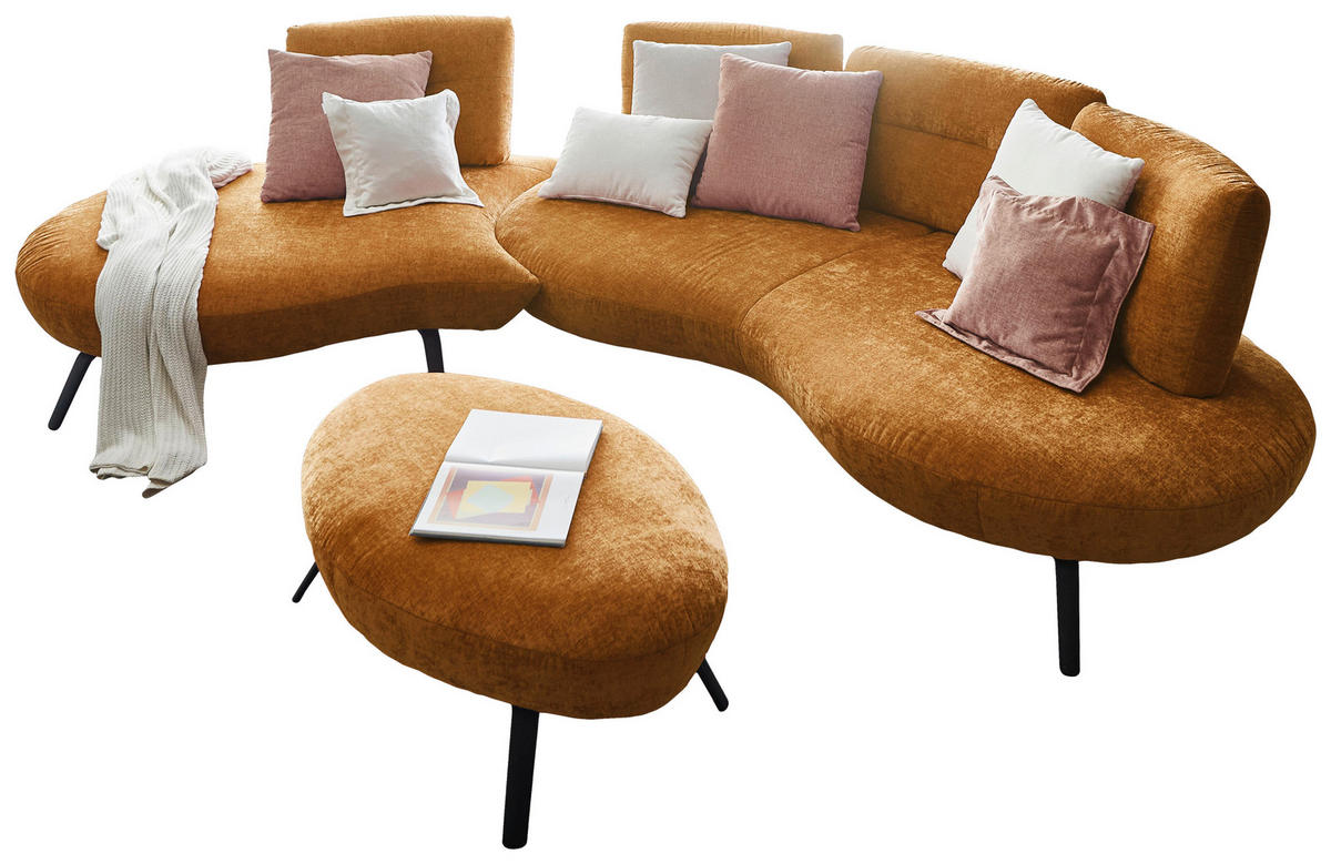 BIGSOFA Flachgewebe Senfgelb  - Senfgelb/Schwarz, Design, Textil/Metall (456/93/138cm) - Moderano